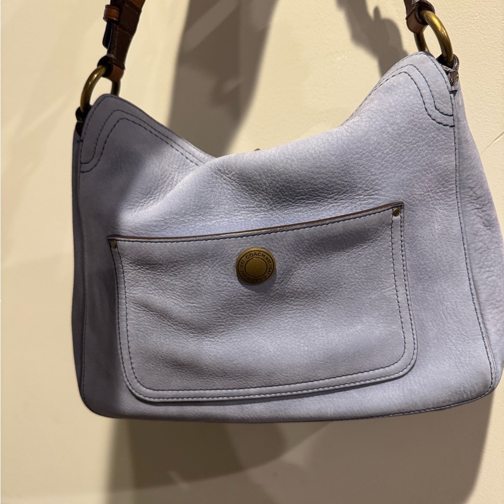 Coach Chelsea Periwinkle Nubuc Turnlock Shoulder Bag